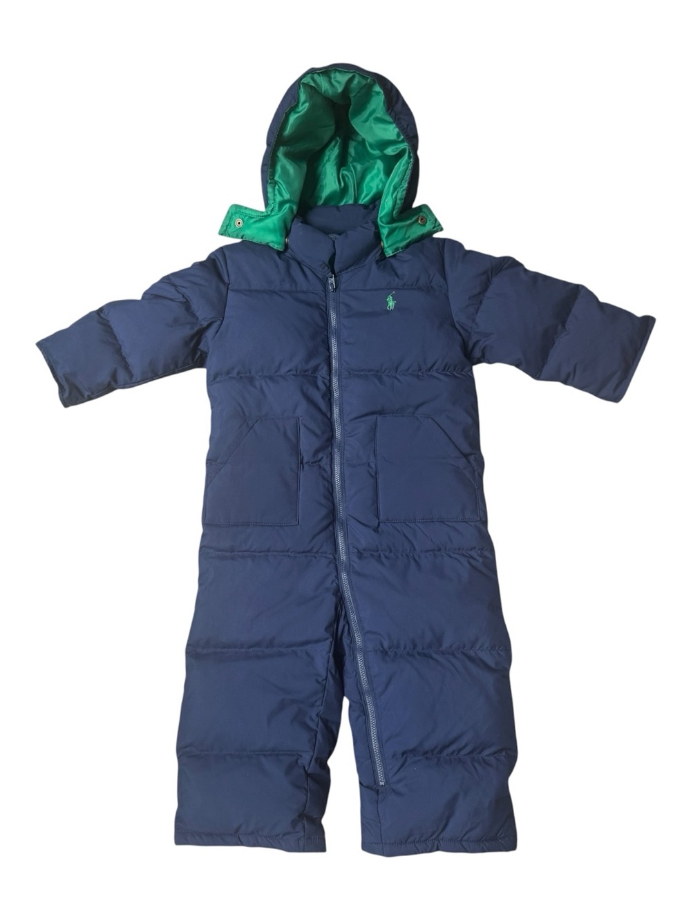 Polo Ralph Lauren Baby Kids Down Snowsuit Navy Green Size 12 Months Warm